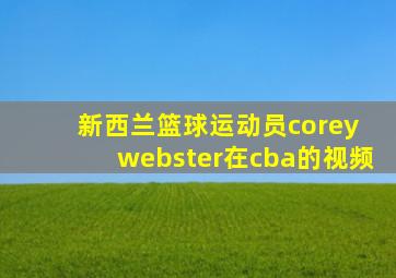 新西兰篮球运动员corey webster在cba的视频